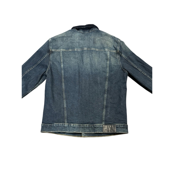 Calvin Klein Men’s 90s Sherpa Denim Trucker Jeans Jacket Dark Wash Navy Sz L​​​​ - Picture 5 of 10